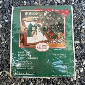 American Pacific Country Classics Winter Friends Hand Quilted Patchwork Throw